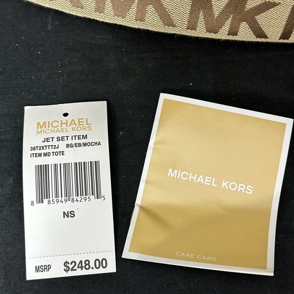 Michael Kors Women's Jet Set Shoulder Medium Tote Handbag Purse Tan W/Pocket - Picture 7 of 10